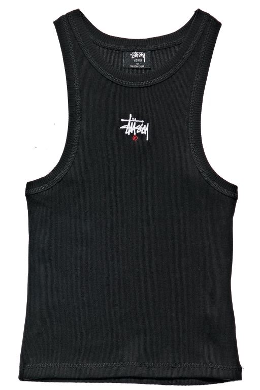 Stussy Womens Graffiti Rib Tanks Black - TUBPO5346